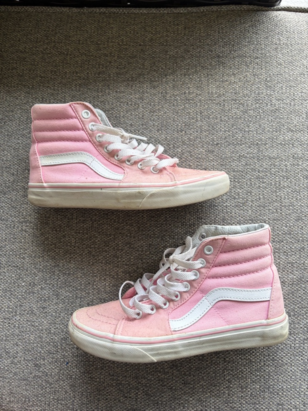 Vans Pink and White High-Top Sneakers